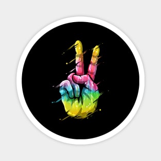 Colorful LGBTQ Victory Sign Hand Peace Sign Magnet